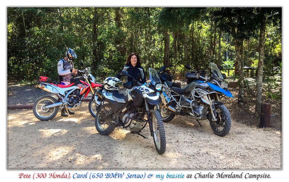 Resting at Charlie Morland Campsite.